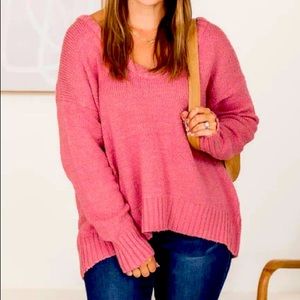 RUNNING OUT OF ROAD MAUVE WIDE NECK SWEATER (never worn)